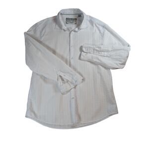 James Campbell Men's Long Sleeve Button Up Size XL Slub Textured Beach White